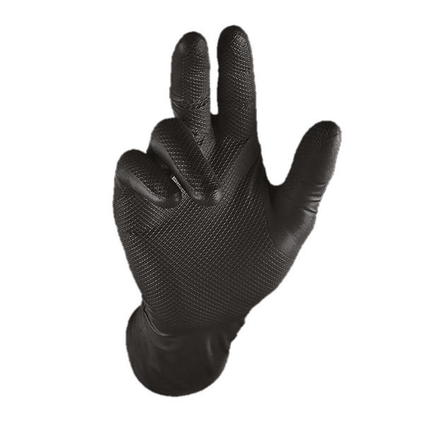 Bo�te de 50 gants jetables en nitrile noir textur�, non poudr� GRIPPAZ