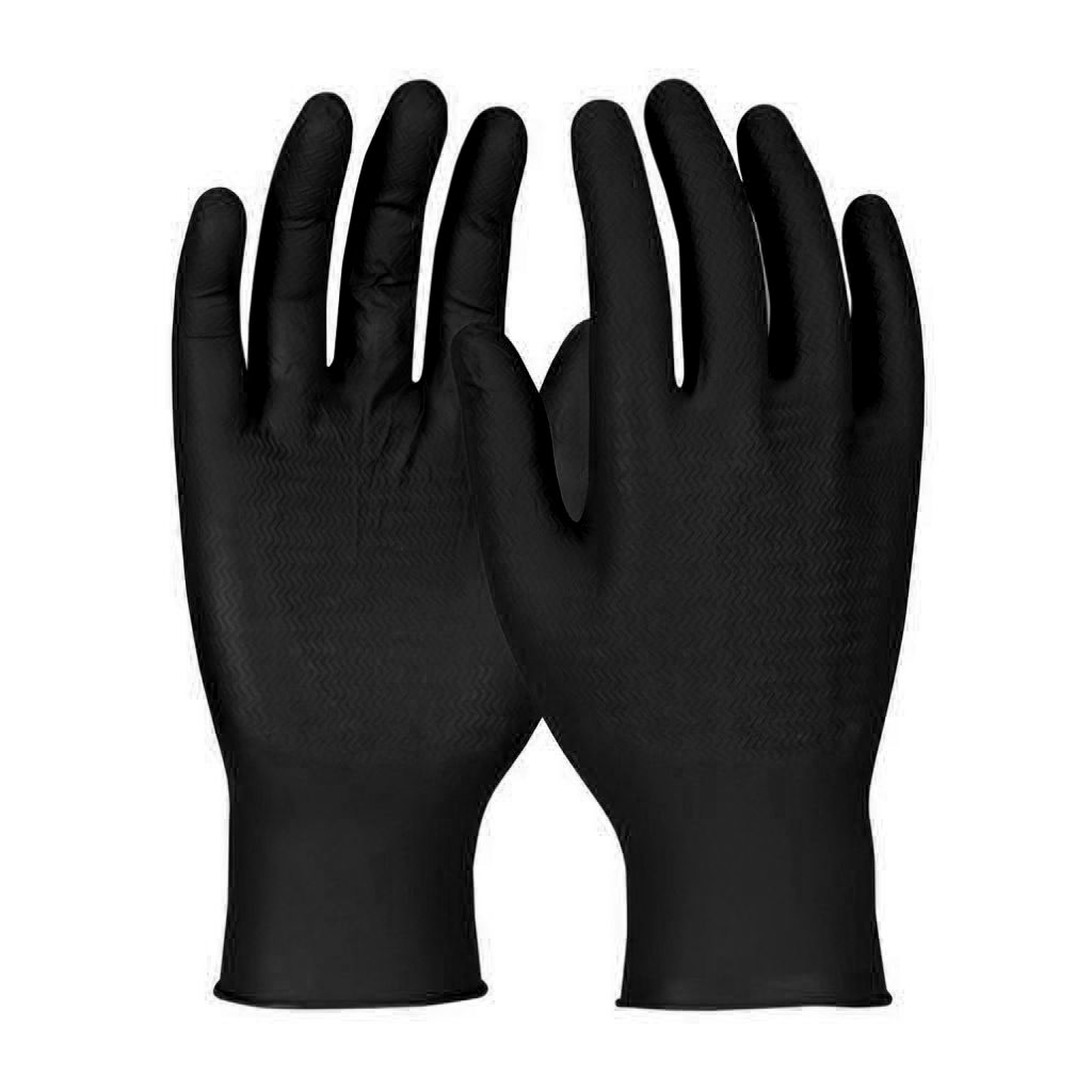 Boîte de 50 gants jetables AMBI-DEX WOW nitrile noir, non poudré avec poignée texturée
